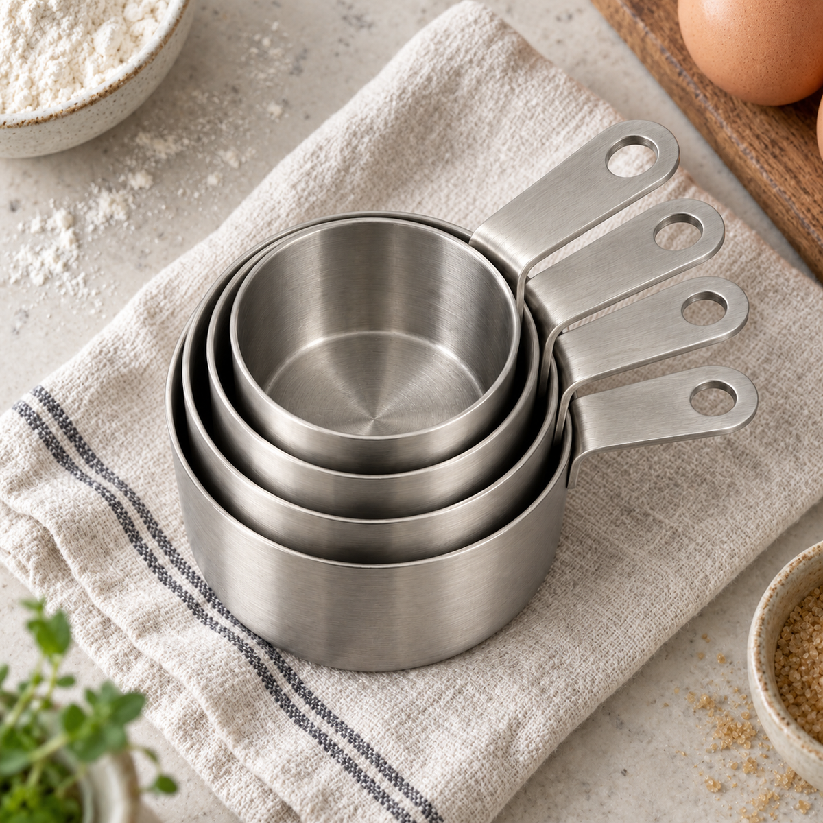 Stainless Steel Measuring Cups, 4-Piece Set