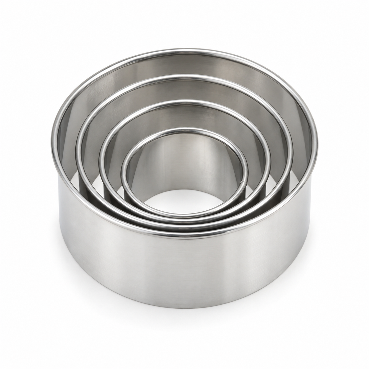 Round Stainless Steel Cookie Cutters, 4-Piece Set