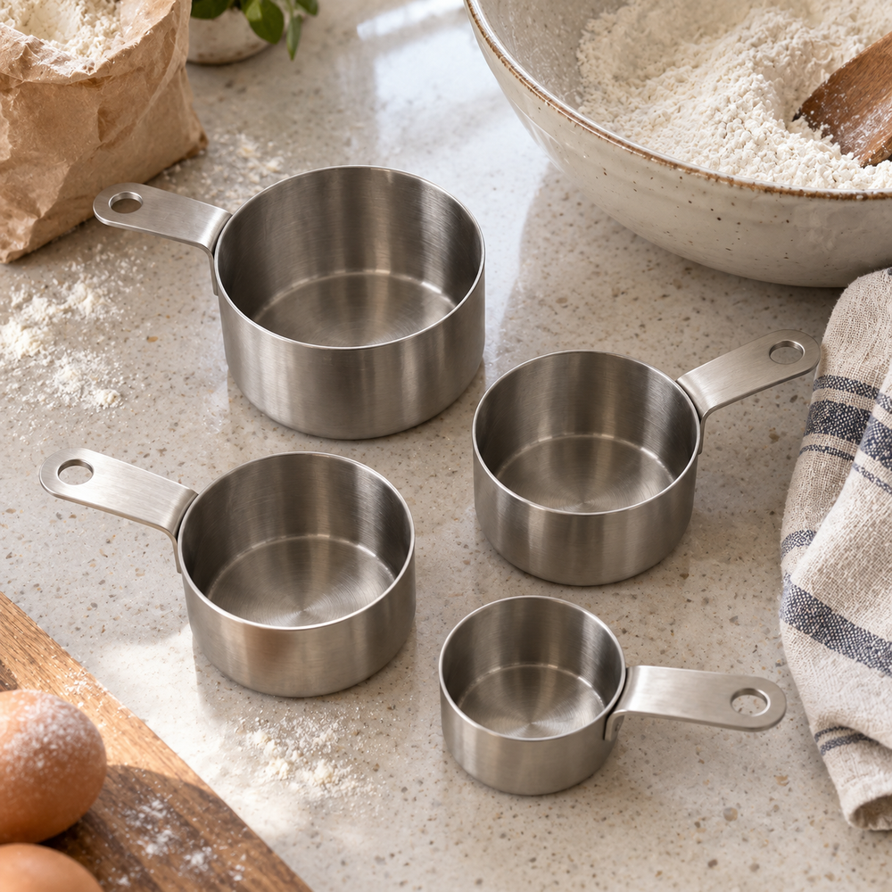 Stainless Steel Measuring Cups, 4-Piece Set